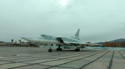 Distant supersonic rocket carrier bomber with changeable geometry of a wing Stock Footage 12724903