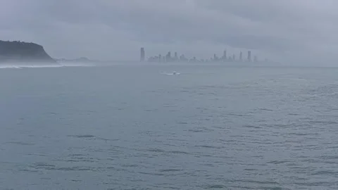 Distant Surfers Paradise Skyline And Coastal Landscape Overlook Framed By Video stock 339812874