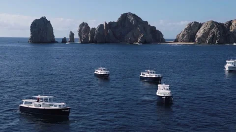 Distant tender boat ferries Stock Footage 165845944
