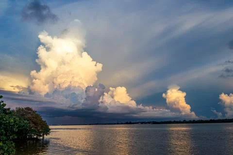 Distant thunderstorm clouds Stock Photos