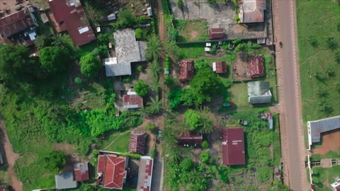 Distant top-down drone following pickup truck, Congo Видео 331999479