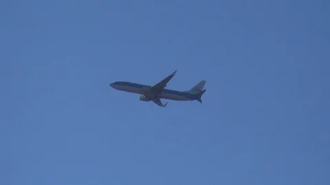 Distant view of an aircraft during flight of KLM company 스톡 동영상 127608199