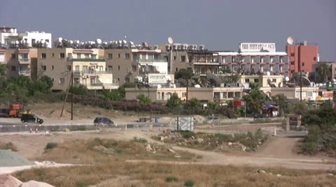 Distant view of apartment blocks in Paphos Stock Footage 39862708