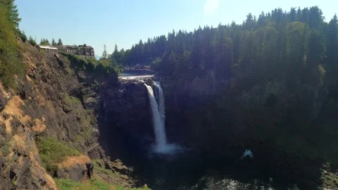 Distant view of beautiful Snoqualmie Falls in Washington state Stock Footage 211782460