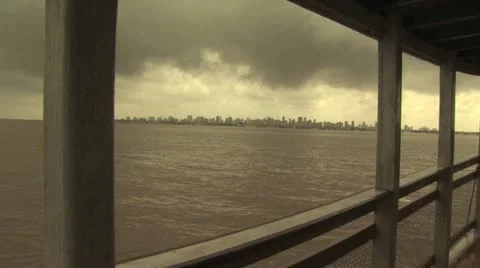 Distant View of Belem Do Para, Brazil  from A Boat On The Amazon River Video stock 19234154