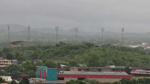 Distant view of Brian Lara Cricket Academy in Trinidad Stock Footage 338419120