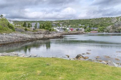 Distant View of Brigus, Newfoundland Stock Photos