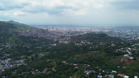 Distant view of Cali skyline from the Farallones Stock Footage 311737230