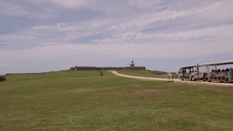 Distant view of Castillo San Felipe del Morro - El Morro Stock Footage 88225621