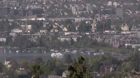 A distant view of the city of Zurich. Stock Footage 286045639