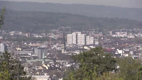 A distant view of the city of Zurich. Stock Footage 286045668