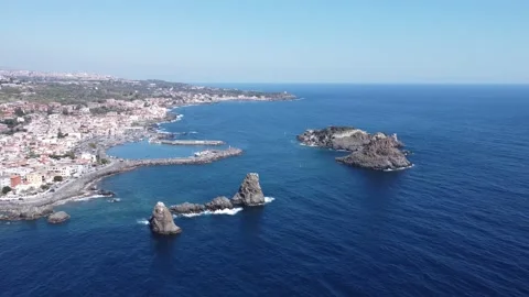 Distant view of the Cyclops islands in Sicily Stock Footage 149777230