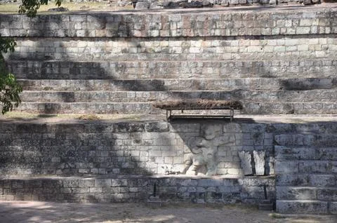 Distant View of the Dancing Jaguar at the Copan Ruins in Honduras Stock Photos
