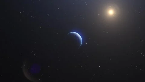 Distant view of the Earth from space from the night time side of the planet Stock Footage 313469695