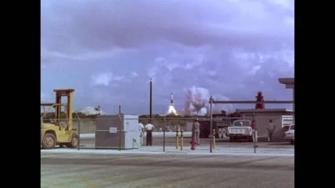 Distant view of Gemini rocket launch lift-off Stock Footage 263445536