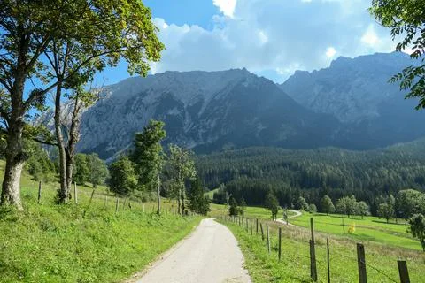 Distant view on Grimming,the highest self standing mountain in Alps,Austria Stock Photos