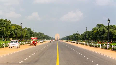 Distant view of India gate and Rajpath, New Delhi, India Stock Photos