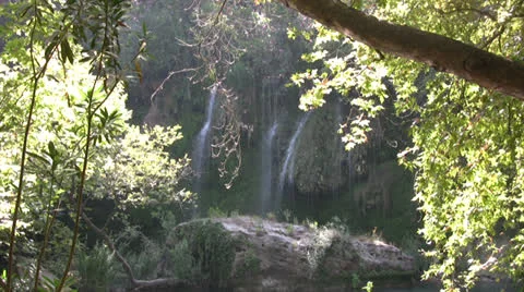 Distant view of Kursunlu waterfall Stock Footage 25725204