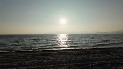 Distant View of Lake Hamana Shore at Sunset Stock Footage 340414180
