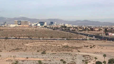 Distant view of Las Vegas strip from 8th floor time lapse Stock Footage 70073722