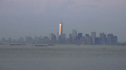 Distant View Of Lower Manhattan And Freedom Tower New York City At Dusk 스톡 동영상 52767856