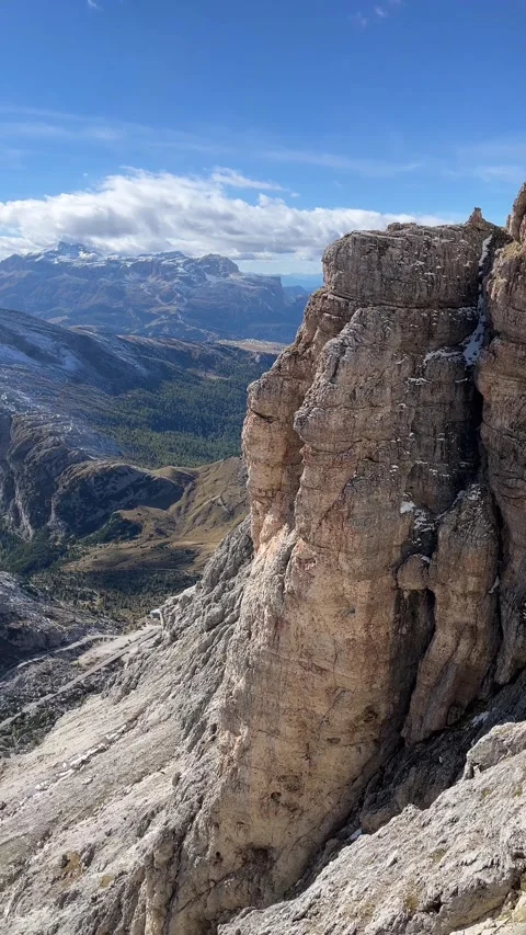 Distant View of Marmolada from the Dolomites – 4K Vertical Stock Footage 331079386