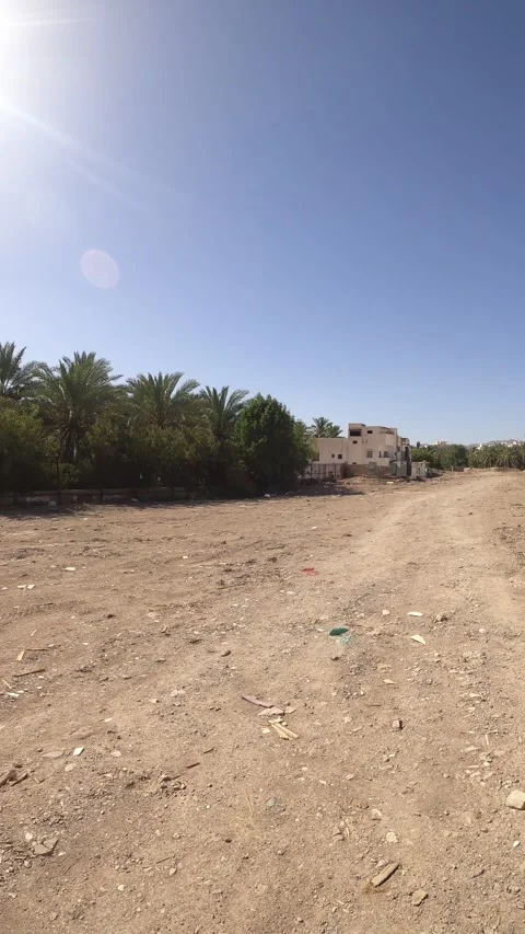 Distant View of Masjid Quba from Sunny Field Stock Footage 344071849