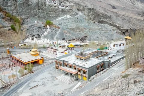 Distant View of Monastery, Ladakh Stock Photos