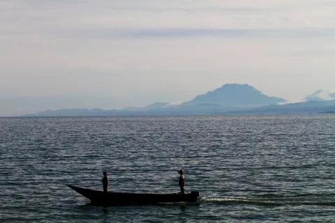 Distant view of Mount Kinabalu Stock Photos