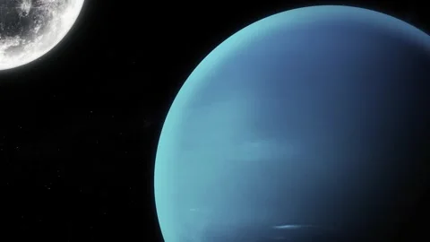 Distant view of a Neptune planet against a starry space background Stock Footage 317863166