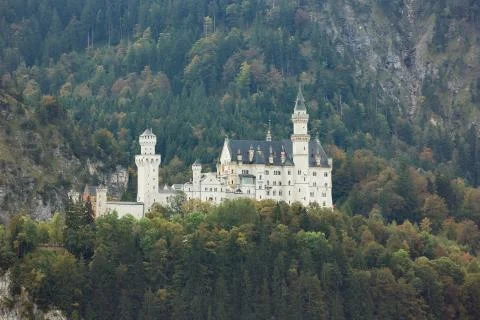 Distant view of Neuschwanstein Castle Stock Photos