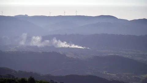 Distant view over the mountains in the North of Spain. 库存影片 69942261