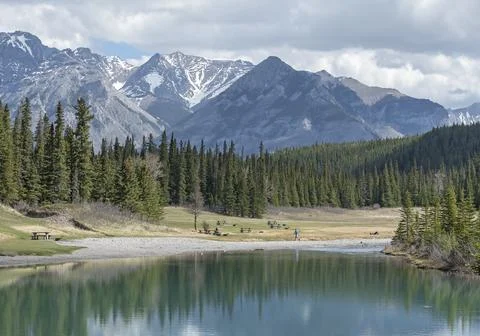 Distant View of a Picnic Area at Cascade Pond Stock Photos