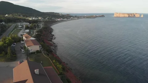 Distant view of Rocher Perce Stock Footage 143165161