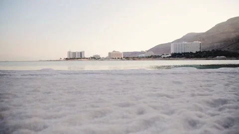 Distant view of sea and beach hotels at daytime. Big building at background Stock Footage 181648096