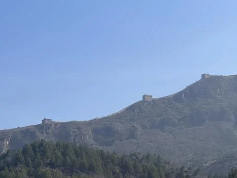 Distant View of Simatai Great Wall on a Sunny Spring Morning in Gubei Water Town Stock Photos