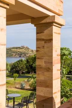Distant view on Temple of Poseidon Stock-Fotos
