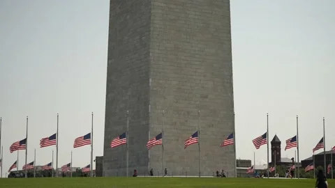 Distant view of tourists visiting the Washington Monument in Washington DC Video stock 213293981