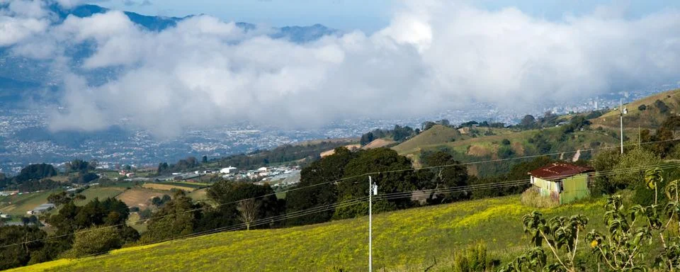 Distant view of a town Stock Photos