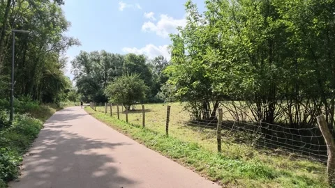 Distant Walker Crossing a Wildlife Meadow Near Pader Springs 動画素材 345405658