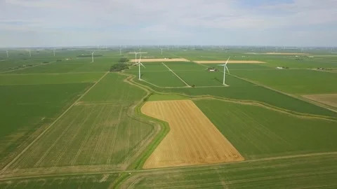 Distant Wind Turbine Flyover Stock Footage 329617635