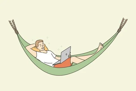 Distant work freelance and rest concept Illustrazione stock