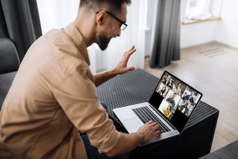 Distant work man business freelancer home caucasian laptop group people 스톡 사진