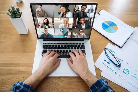 Distant work man business freelancer home caucasian laptop group people 스톡 사진