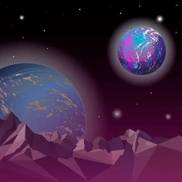 Distant world in space.Empty Planet in Open Space. Vector Illustration Stock Illustration