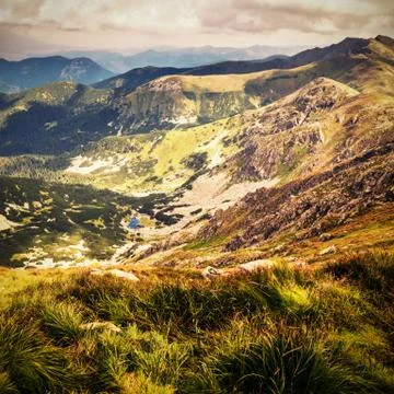 Distante view from Chopok, a mountain top in Low Tatras in Slovakia, Europe Stock Photos