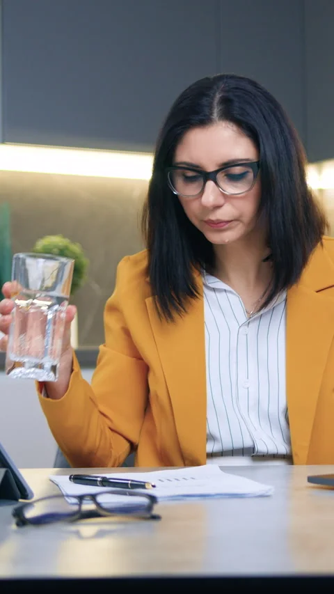 Distantly work concept where good-looking modern skilled 35-aged businesswoman i Stock Footage 331381520
