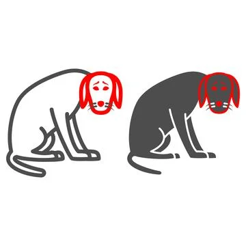 Distemper of dogs line and solid icon, Diseases of pets concept, canine Stock Illustration
