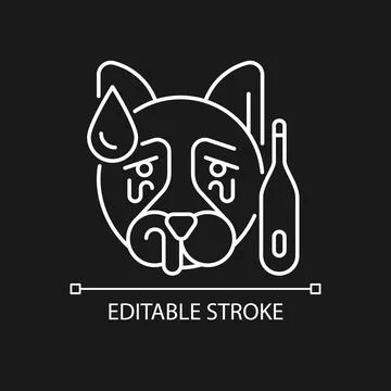 Distemper white linear icon for dark theme Stock Illustration
