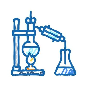 Distillation apparatus engineer icon doodle illustration Stock Illustration